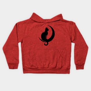 Cat Sitting on Crescent Moon Kids Hoodie